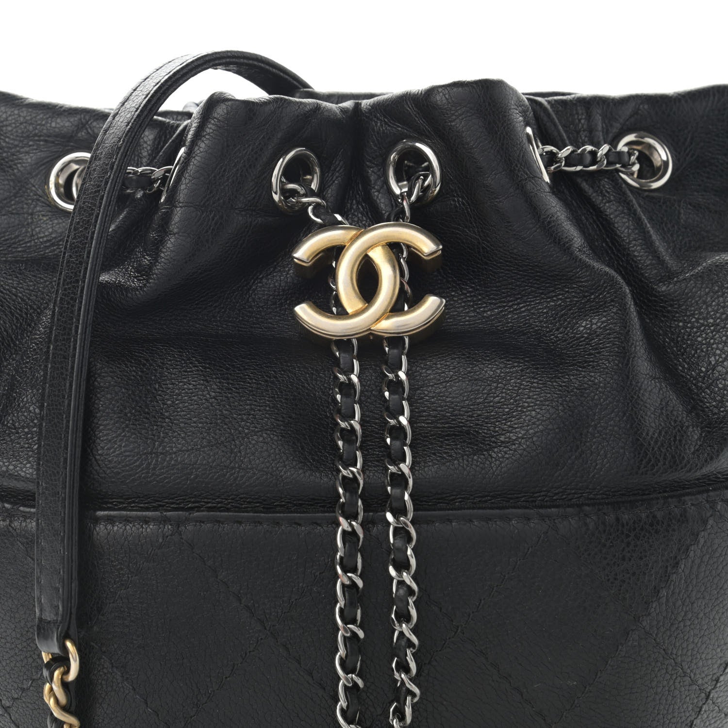 Chanel Calfskin Quilted Small Gabrielle Bucket Black 8 of 11
