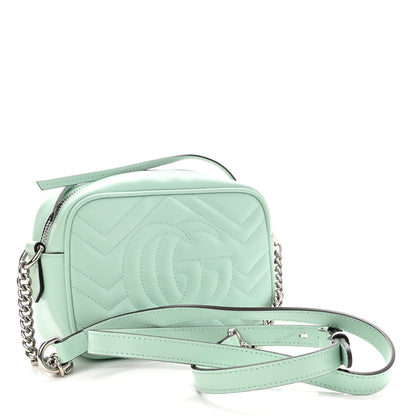Gucci Calfskin Matelasse Mini GG Marmont Chain Shoulder Bag Water Green 3 of 10