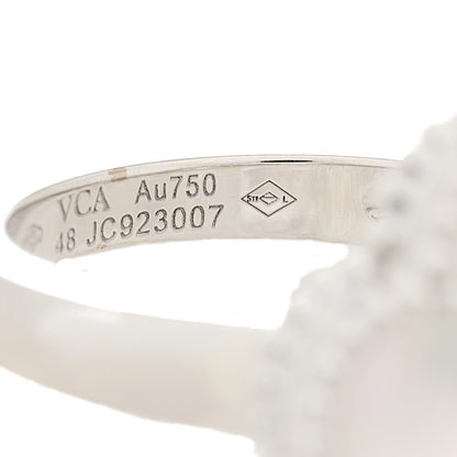Van Cleef & Arpels 18K White Gold Diamond Mother of Pearl Vintage Alhambra Ring 48 4.5 4 of 6