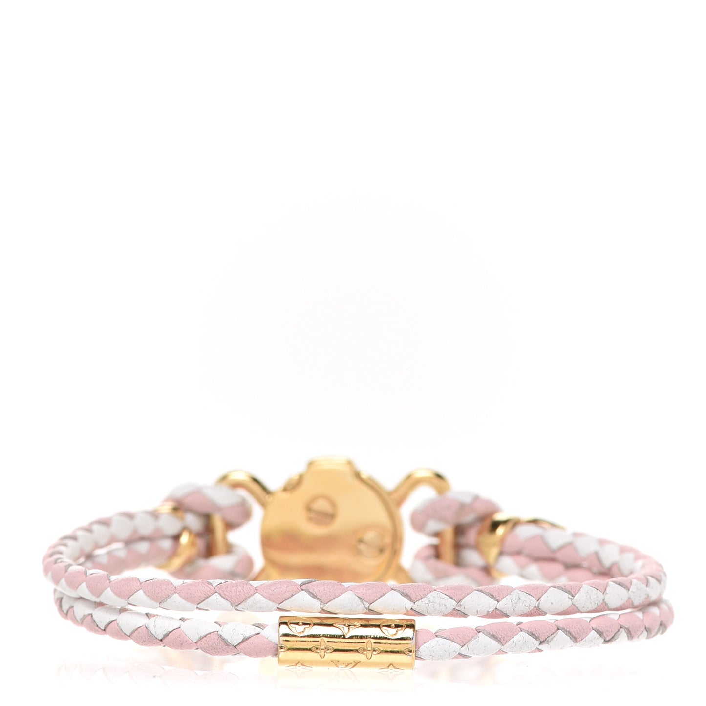 Calfskin Braided Clic It Fun and Sun Bracelet 17 Rose White