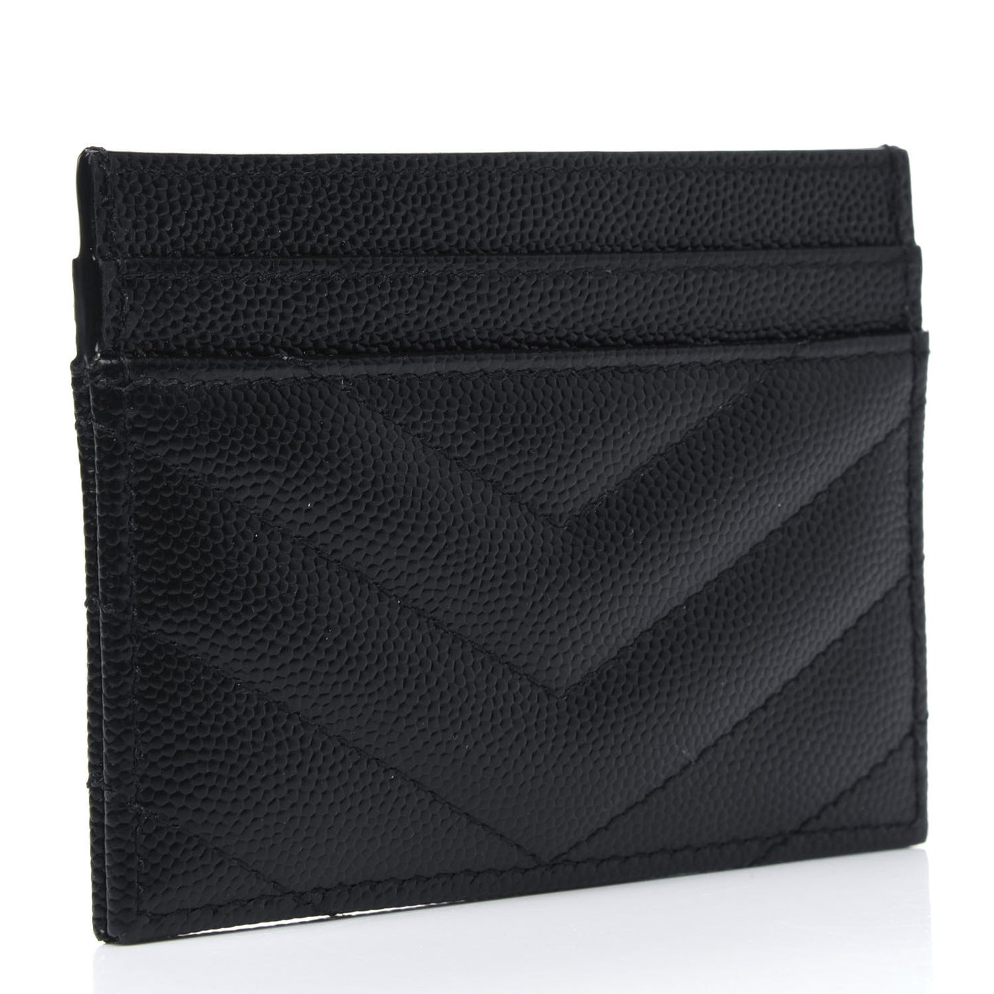 Grain De Poudre Matelasse Chevron Monogram Credit Card Case Black