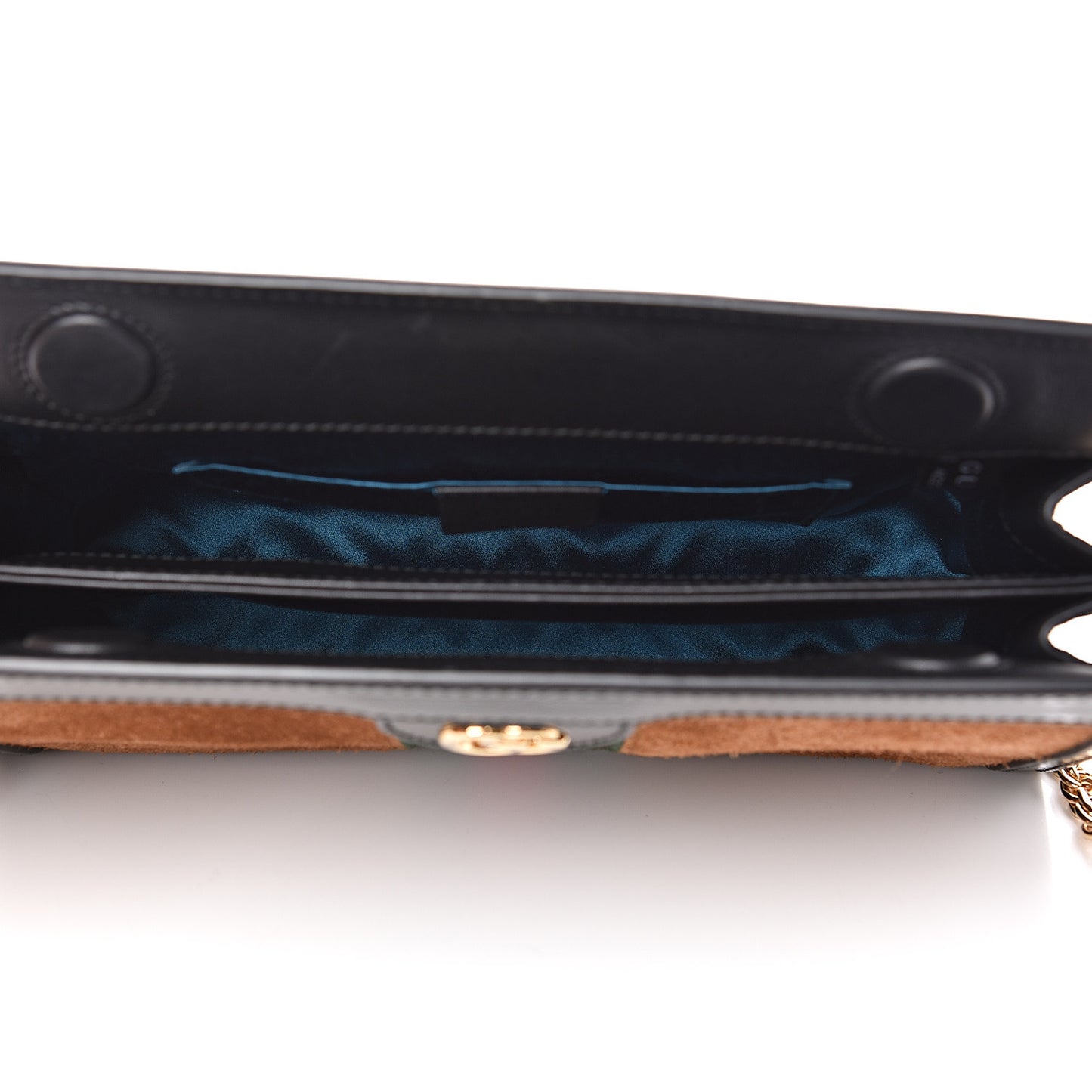 Suede Patent Web Small Ophidia Chain Shoulder Bag Nocciola Black