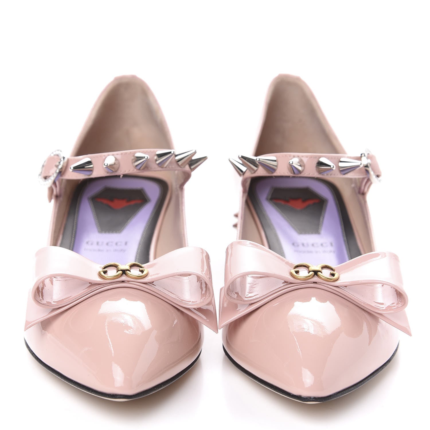 Gucci Patent Crystal GG Bow Sadie Spike Low Heel Ballerina Loafers 36.5 Perfect Pink 2 of 9