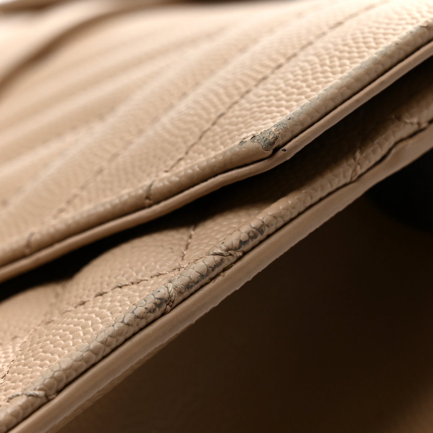 Grain De Poudre Textured Mixed Matelasse Medium Triquilt Monogram Satchel Dark Beige