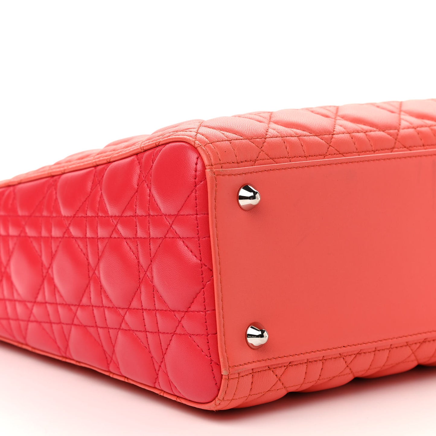 Lambskin Cannage Large Bi-Color Lady Dior Orange Fuchsia
