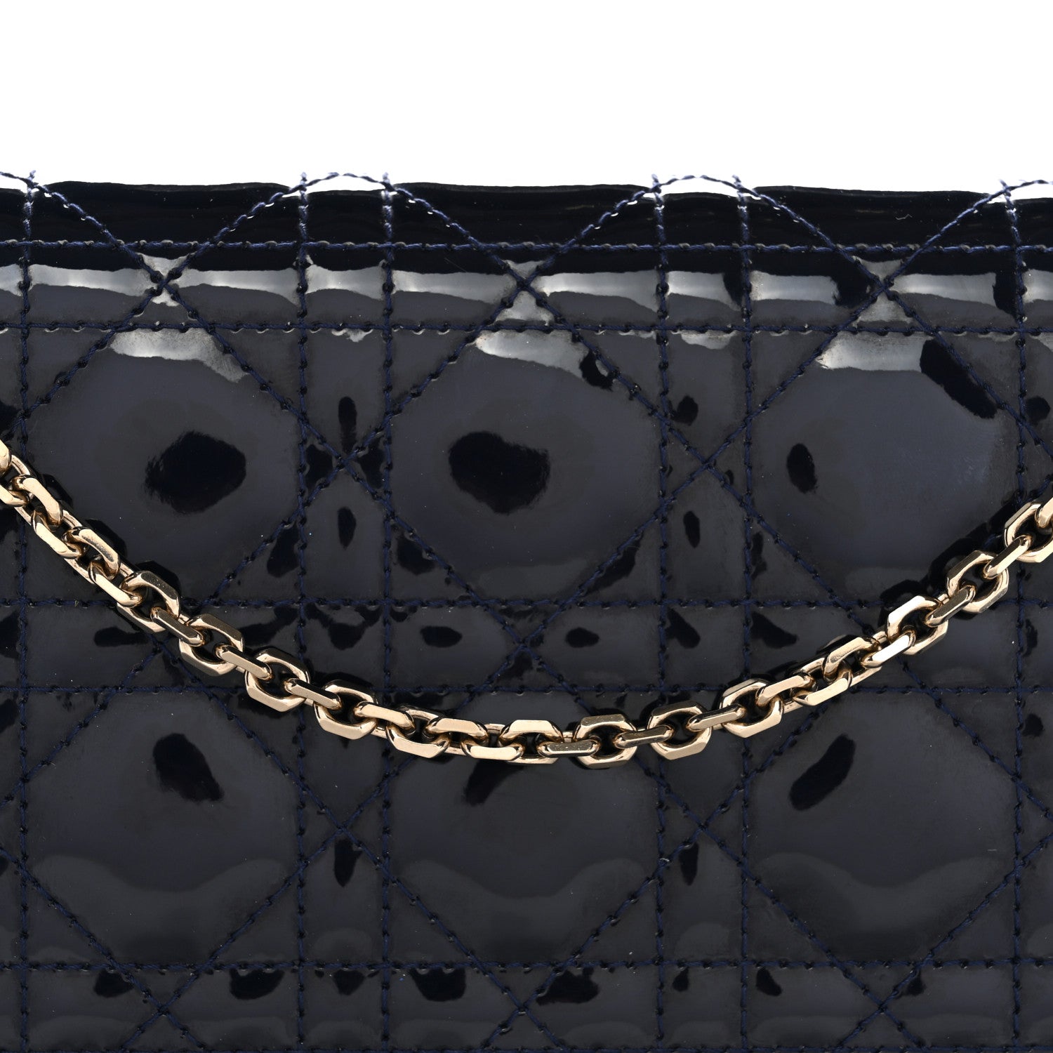 Christian Dior Patent Cannage Lady Dior Clutch Blue 8 of 10