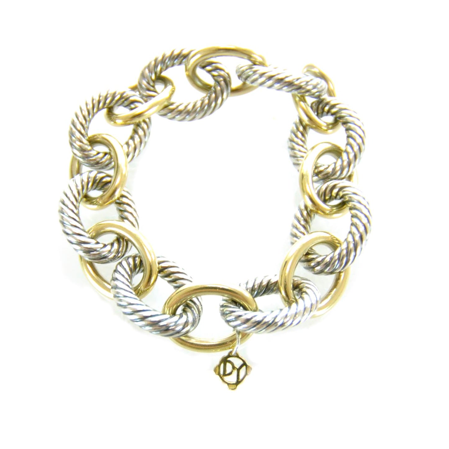 Sterling Silver 18K Yellow Gold 17mm Extra Large Oval Link Bracelet