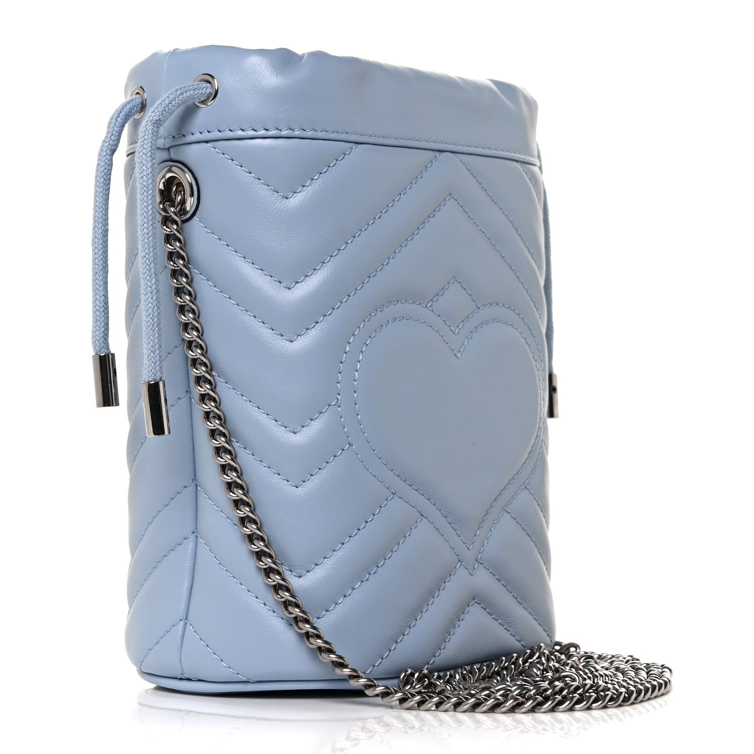 Gucci Calfskin Matelasse Mini GG Marmont 2.0 Bucket Bag Porcelain Light Blue 2 of 7