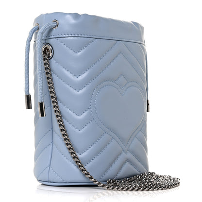 Gucci Calfskin Matelasse Mini GG Marmont 2.0 Bucket Bag Porcelain Light Blue 2 of 7
