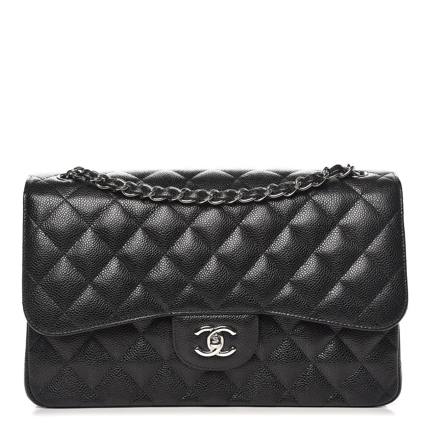 Caviar Quilted Jumbo Double Flap Black