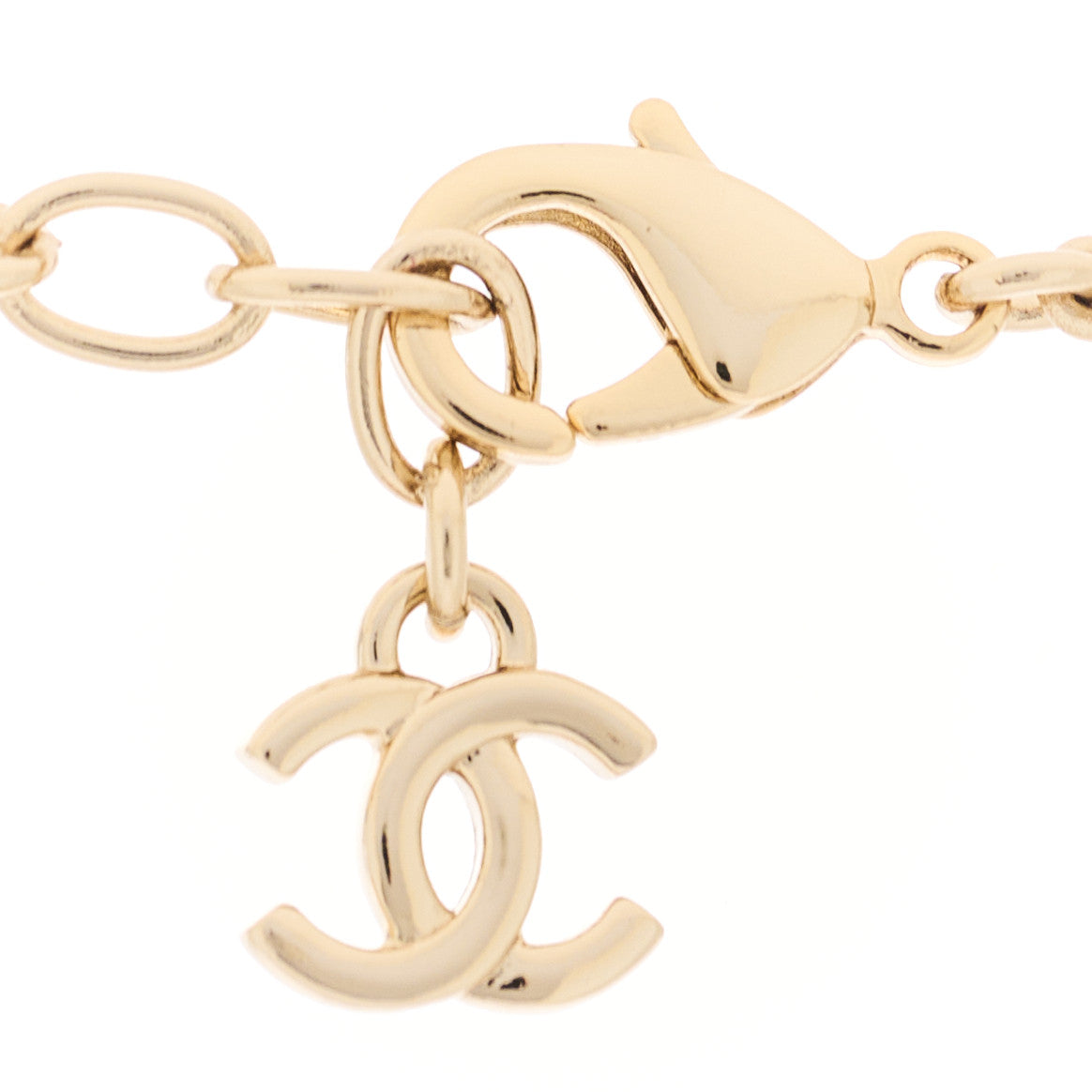 Metal Resin CC Turnlock Necklace Pink Gold
