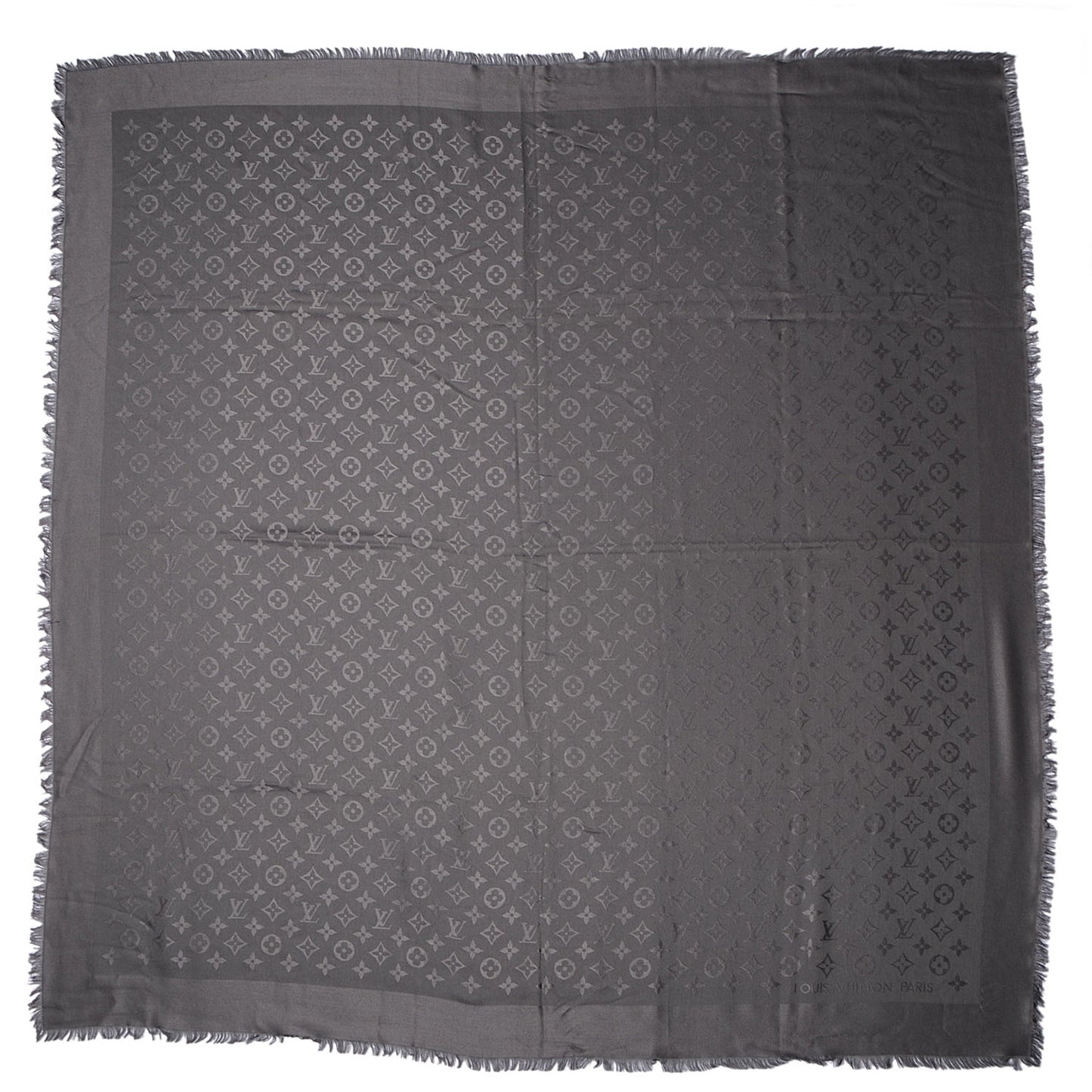Silk Wool Monogram Shawl Anthracite