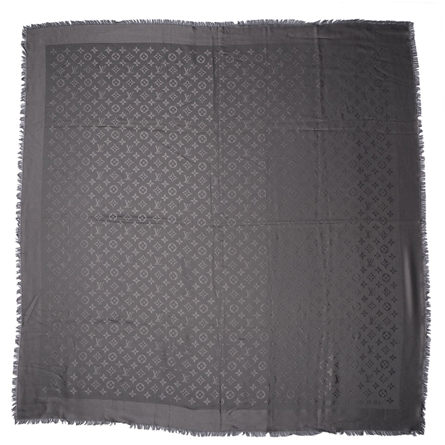 Louis Vuitton Silk Wool Monogram Shawl Anthracite 3 of 6
