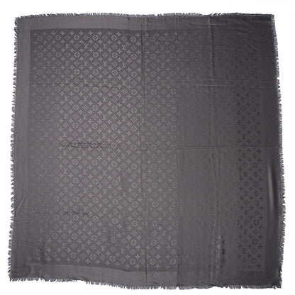 Louis Vuitton Silk Wool Monogram Shawl Anthracite 3 of 6