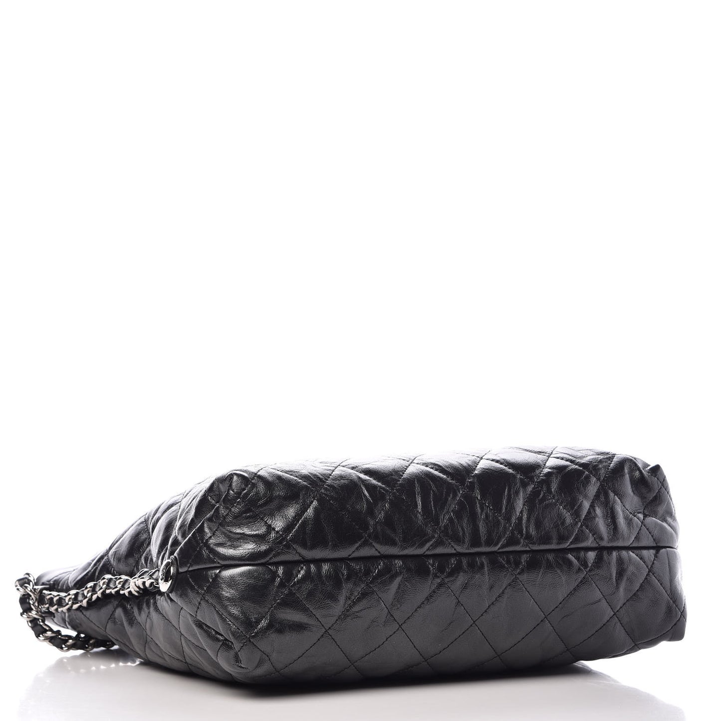 Metallic Crackled Calfskin Quilted Medium Big Bang Hobo Black