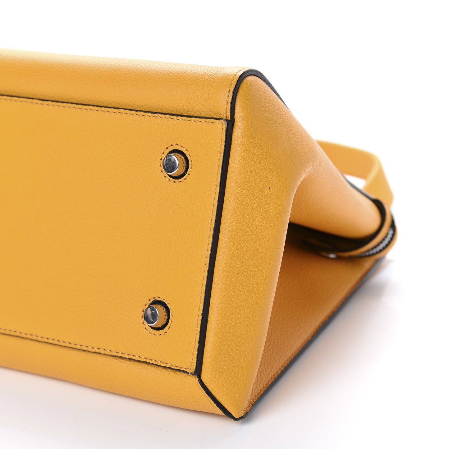 Drummed Calfskin Medium Edge Shoulder Bag Ocre