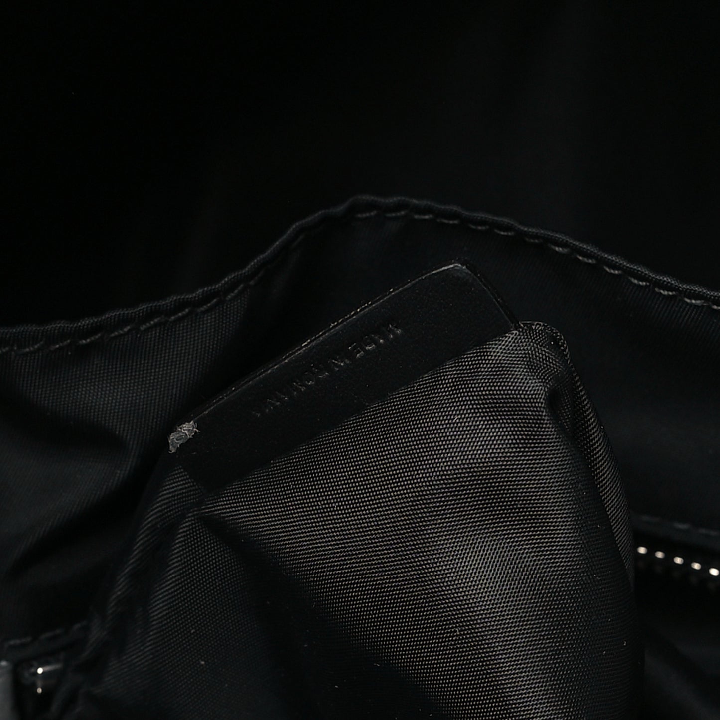 Calfskin Logo Embossed Backpack Charcoal Grey