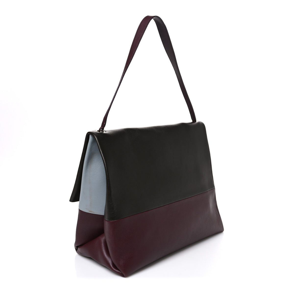 Celine Calfskin Tri-Color All Soft Shoulder Bag Burgundy 3 of 9