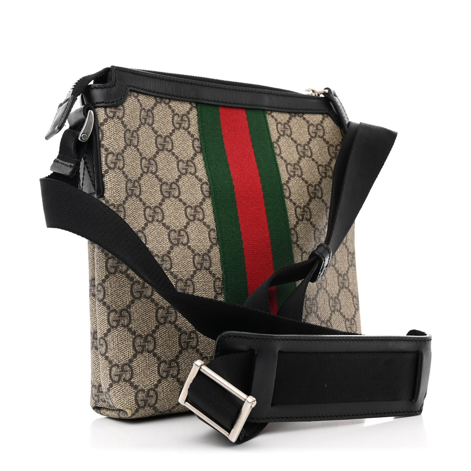 Gucci GG Supreme Monogram Web Messenger Bag Black 3 of 12