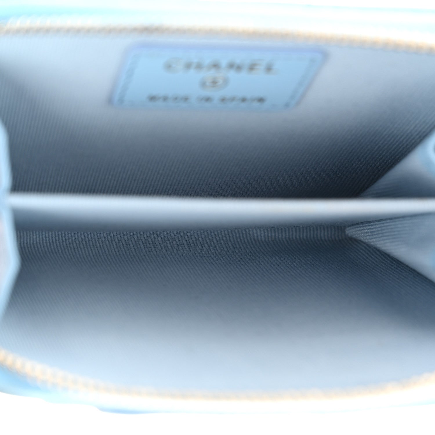Chanel Lambskin Quilted Chanel 19 Vertical Zip Card Holder Wallet Light Blue 5 of 8