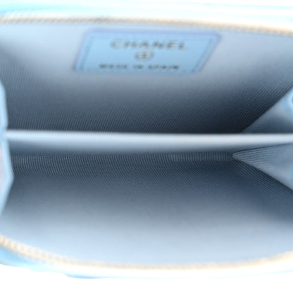 Chanel Lambskin Quilted Chanel 19 Vertical Zip Card Holder Wallet Light Blue 5 of 8