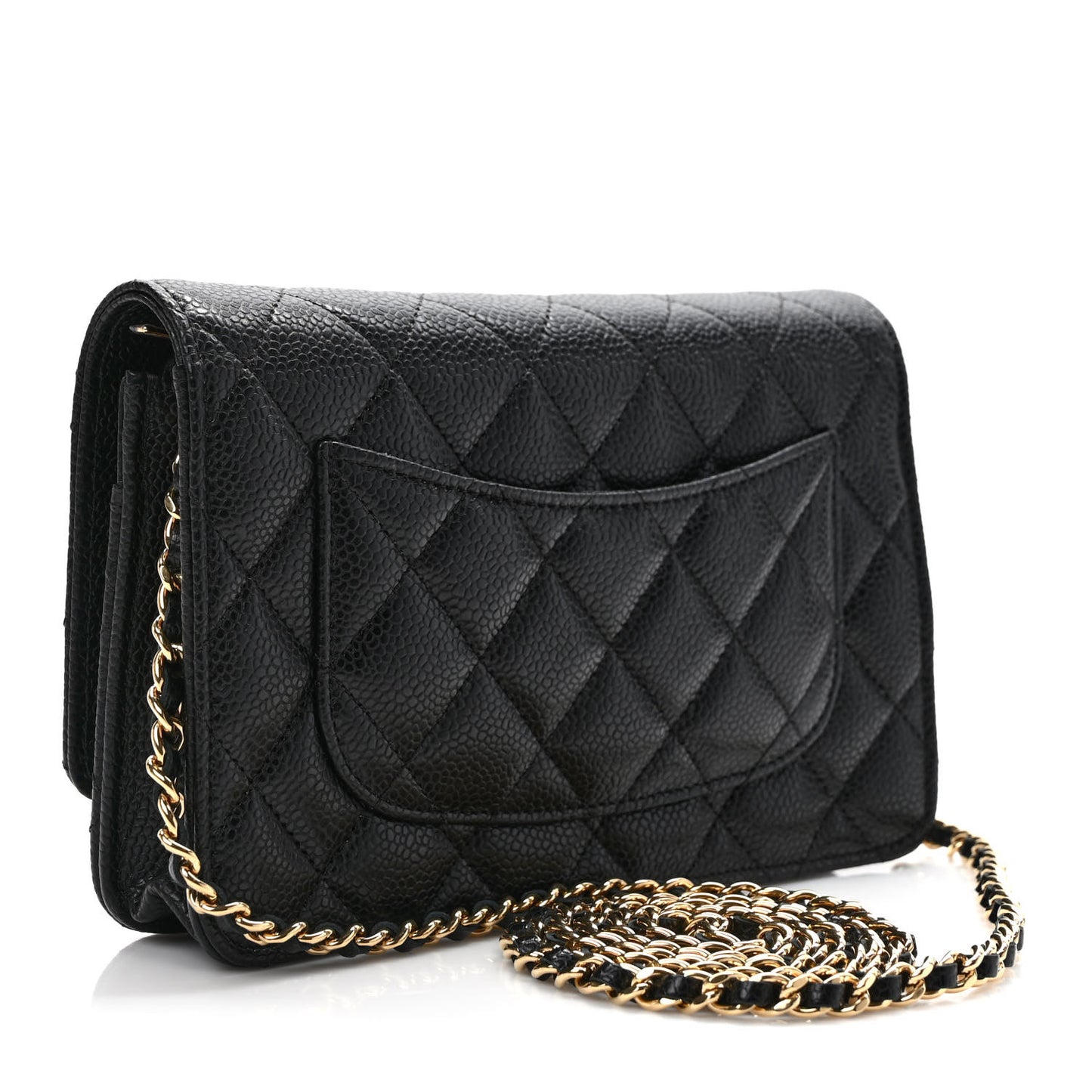 Caviar Quilted Wallet on Chain WOC Black