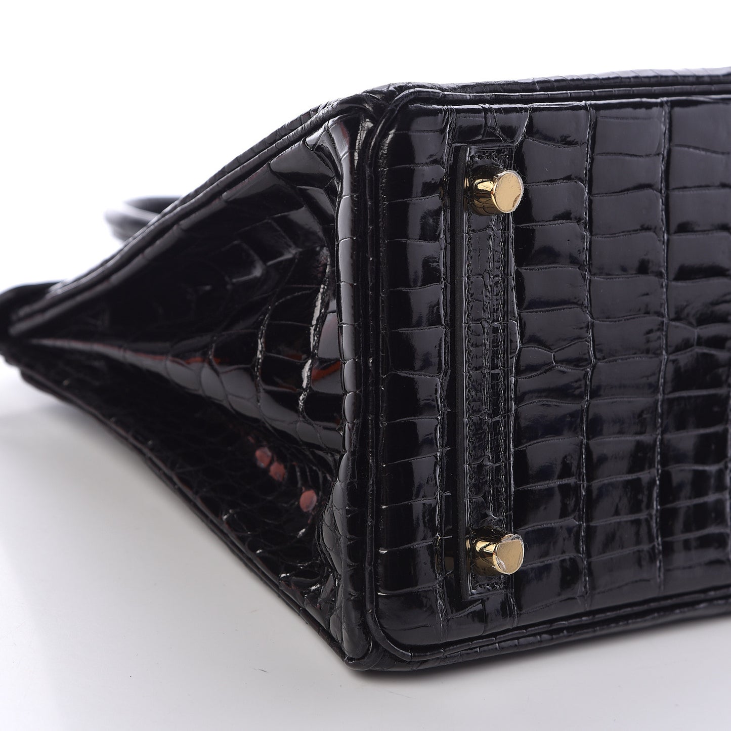 Shiny Porosus Crocodile Birkin 25 Black