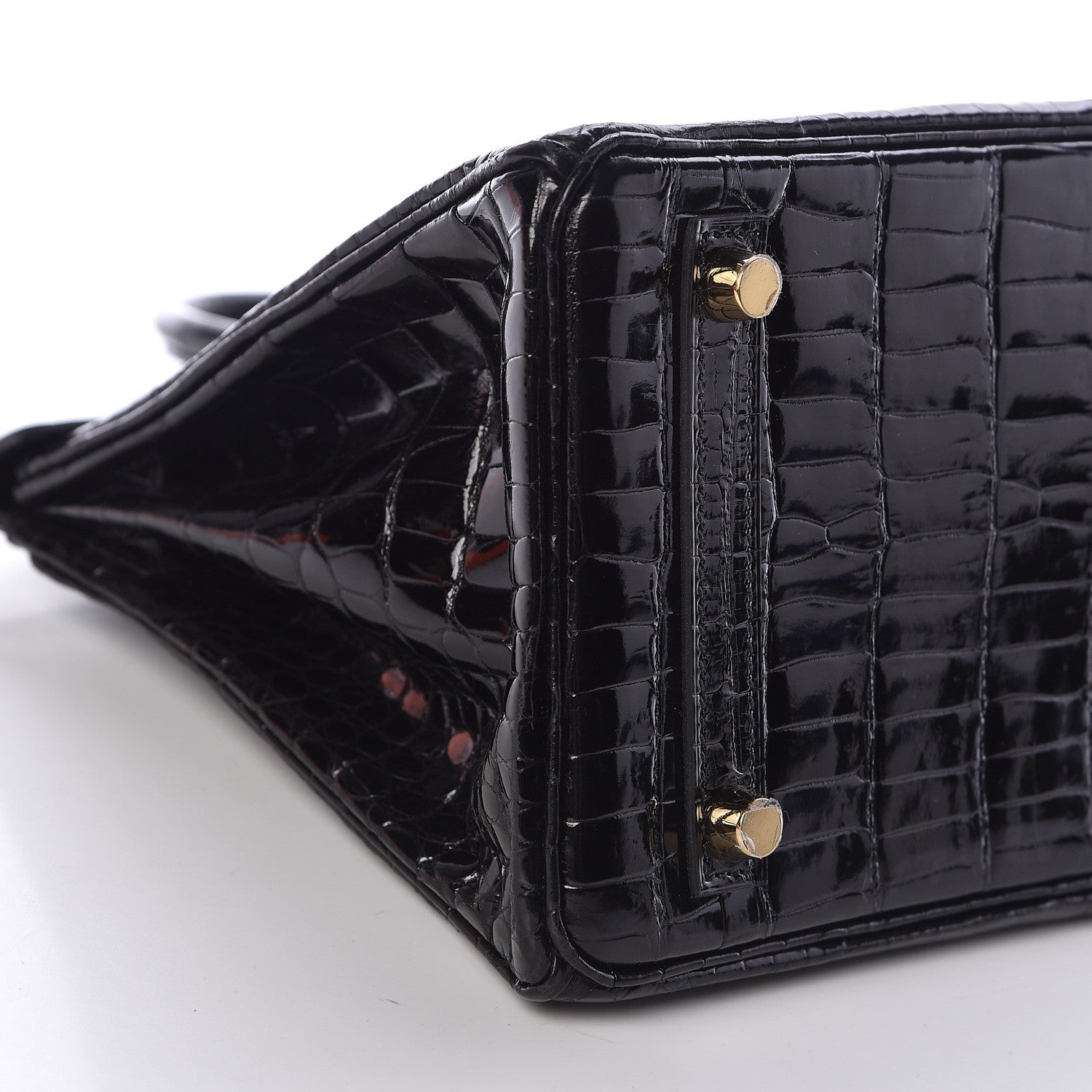 Hermes Shiny Porosus Crocodile Birkin 25 Black 19 of 35