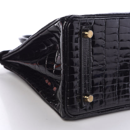 Hermes Shiny Porosus Crocodile Birkin 25 Black 19 of 35