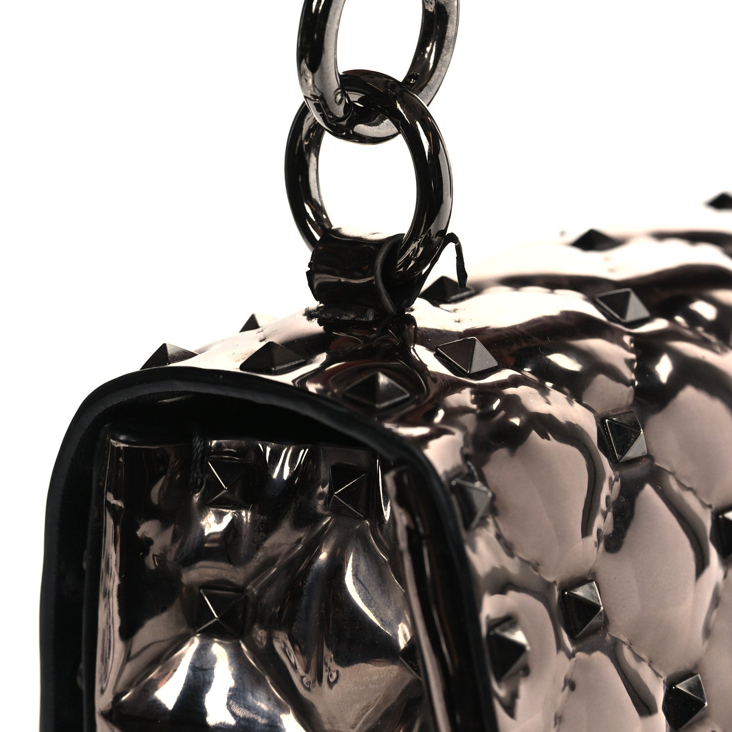 Valentino Garavani Metallic Patent Medium Rockstud Spike Shoulder Bag Rutenio 9 of 9