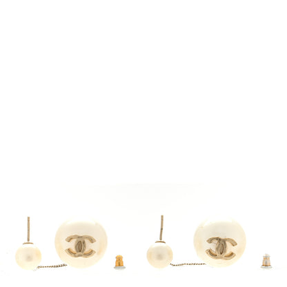 Chanel Pearl CC Chain Drop Earrings Gold 3 of 4