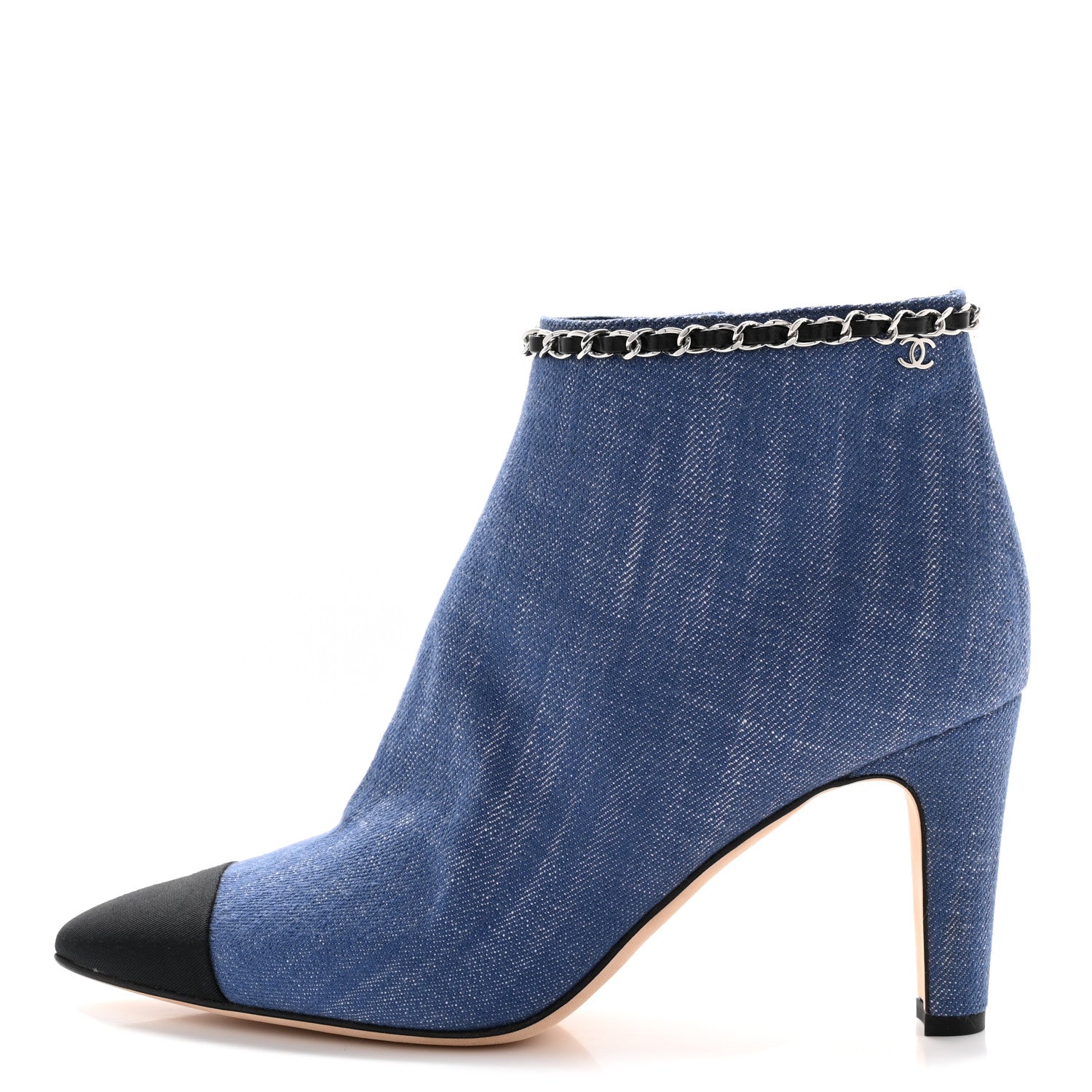 Chanel Denim Grosgrain Cap Toe Short Boots 40 Blue 1 of 10
