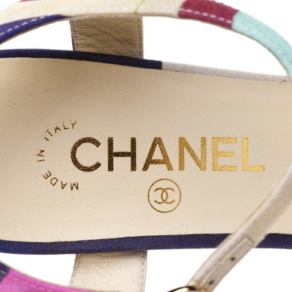 Chanel Fabric Camellia Embossed Sandals 39.5 Multicolor 6 of 12
