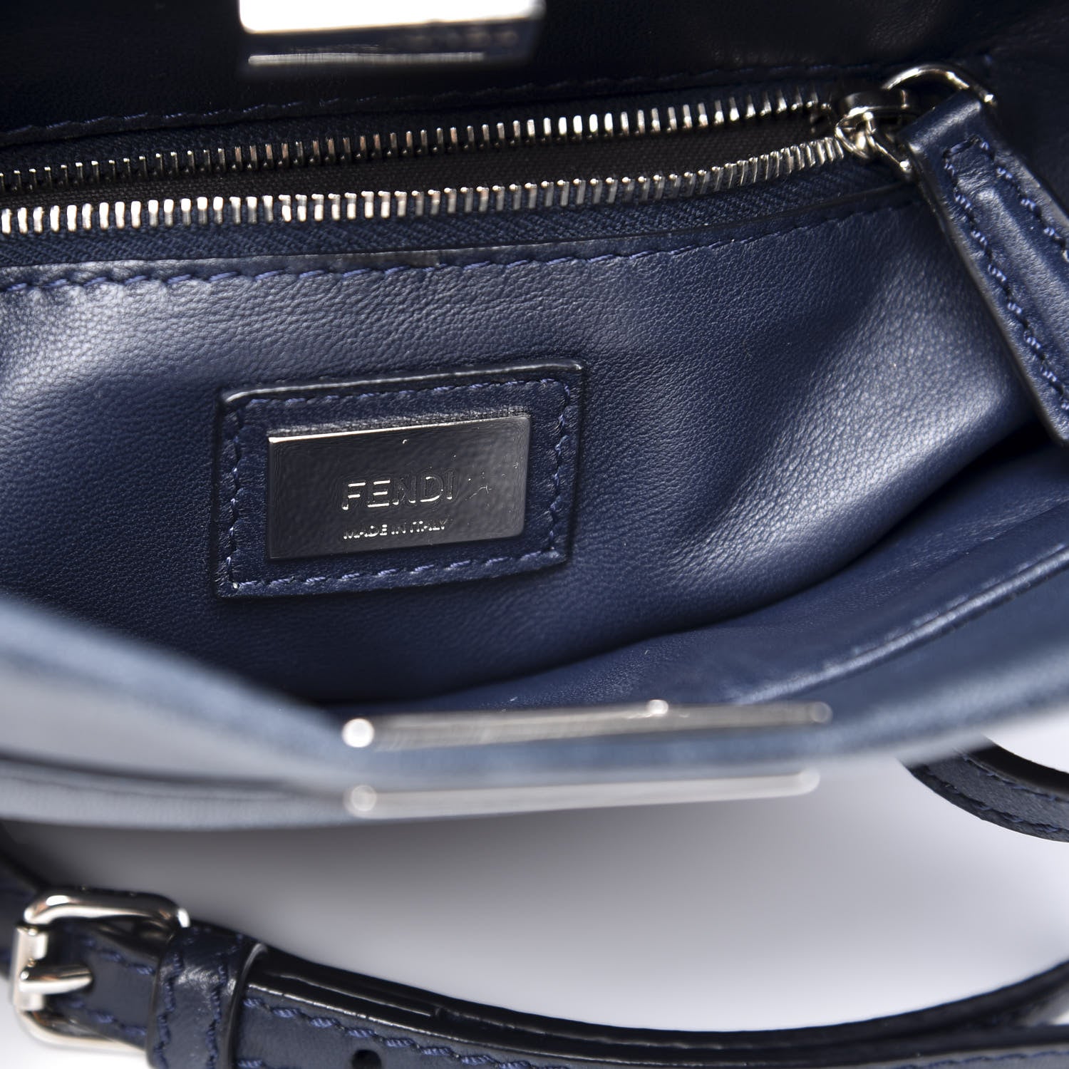 Fendi Nappa Mini Peekaboo Iconic Satchel Dark Blue 7 of 9