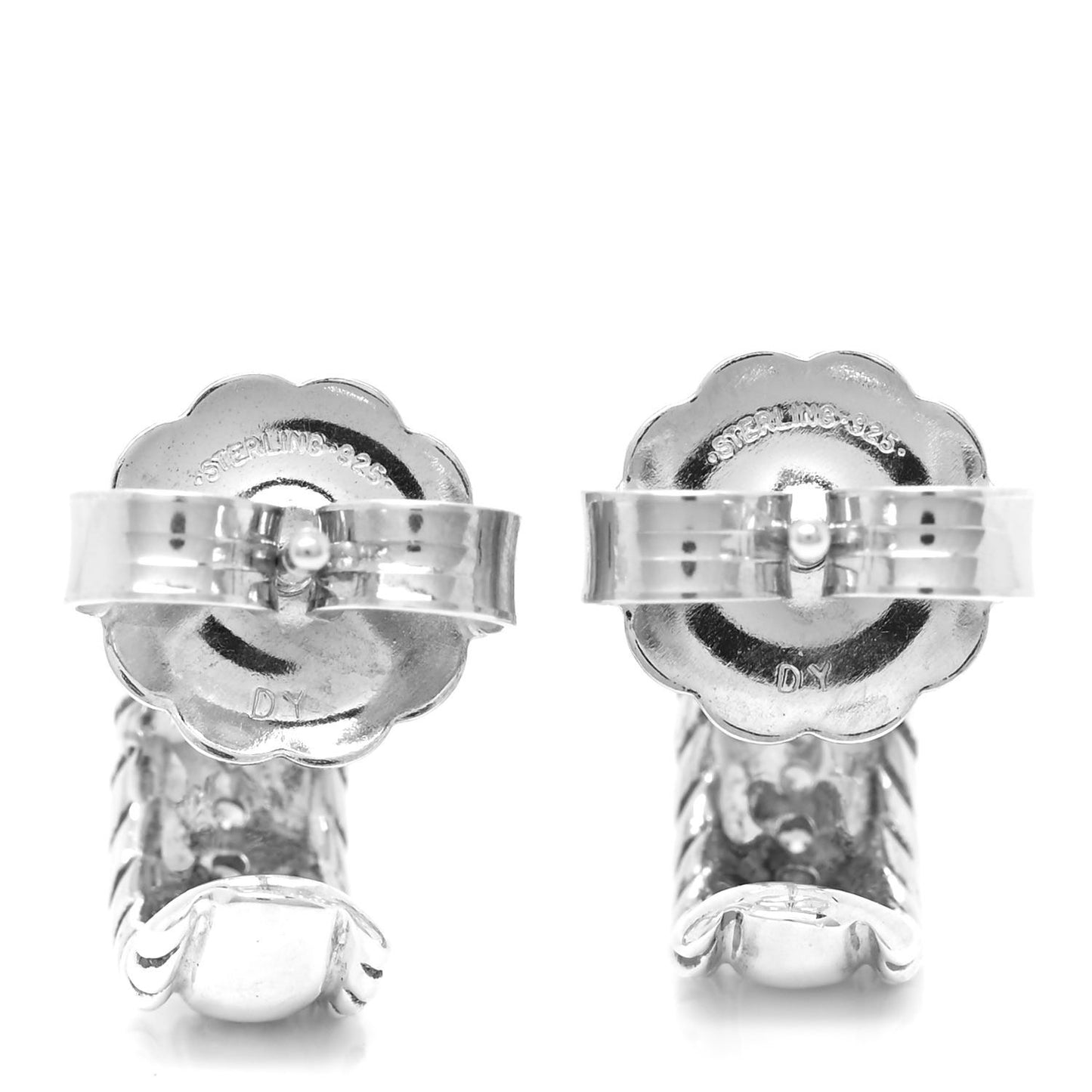 Sterling Silver Diamond 12mm Cable Hoop Earrings