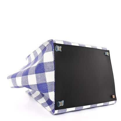 Celine Gingham Woven Medium Phantom Luggage Cobalt 4 of 9