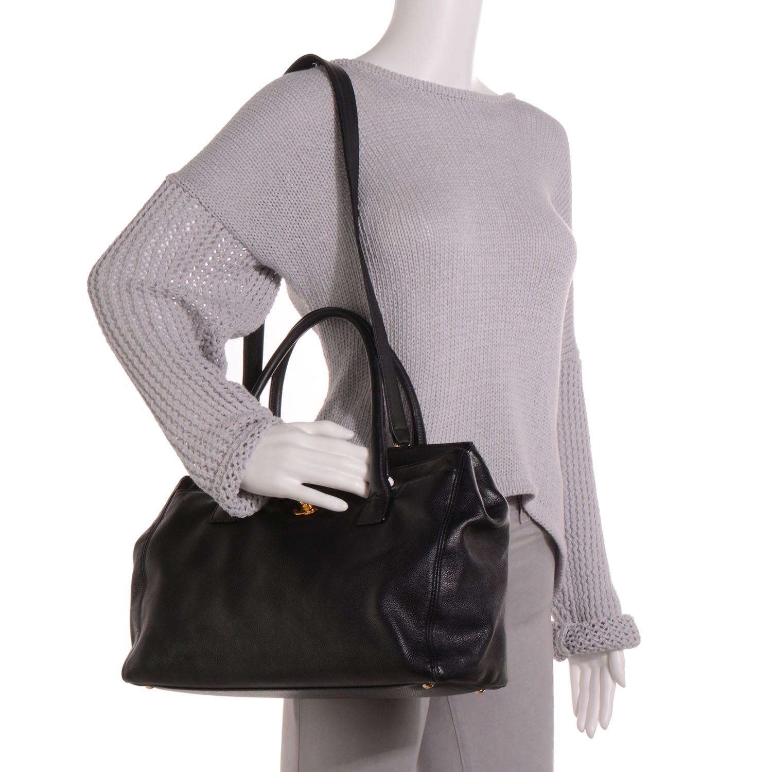 Chanel Calfskin Cerf Shopper Tote Black 2 of 8