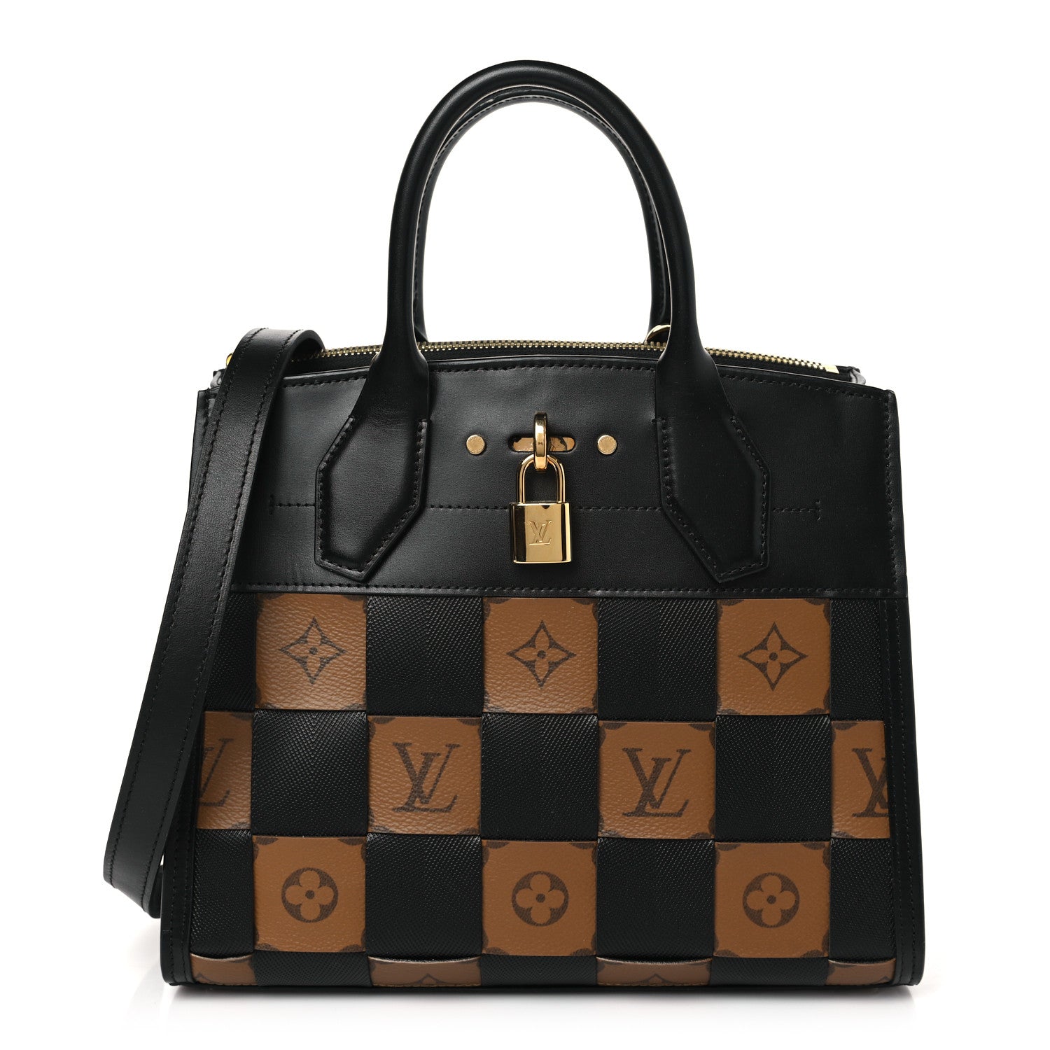 Louis Vuitton Calfskin Monogram Damier Tressage City Steamer PM Black 1 of 9