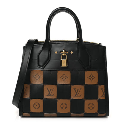 Louis Vuitton Calfskin Monogram Damier Tressage City Steamer PM Black 1 of 9
