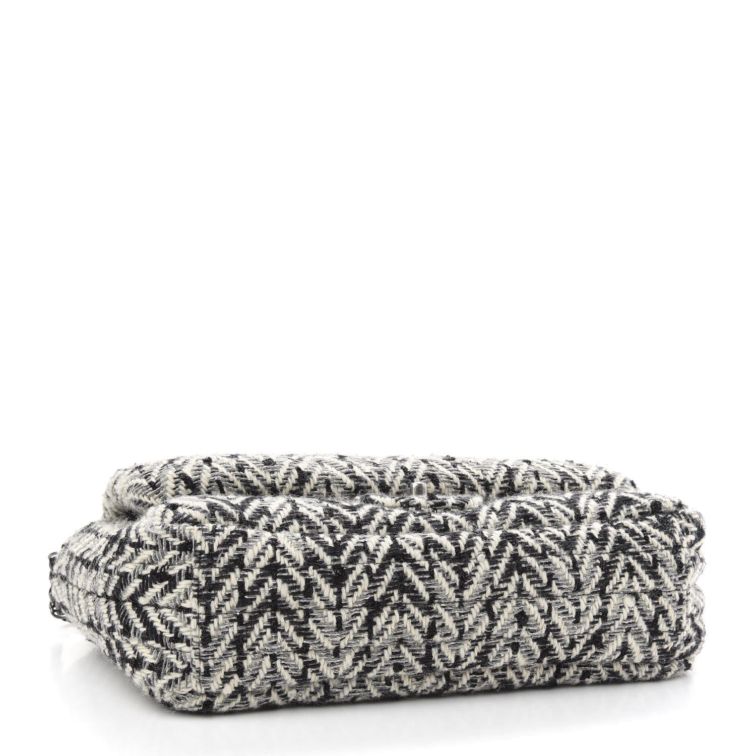 Chanel Tweed Puffy Horizontal Quilted Flap Black White 4 of 9