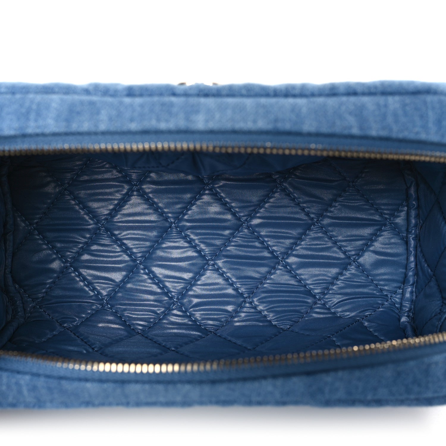 Chanel Denim Quilted Toiletry Case Blue 5 of 9