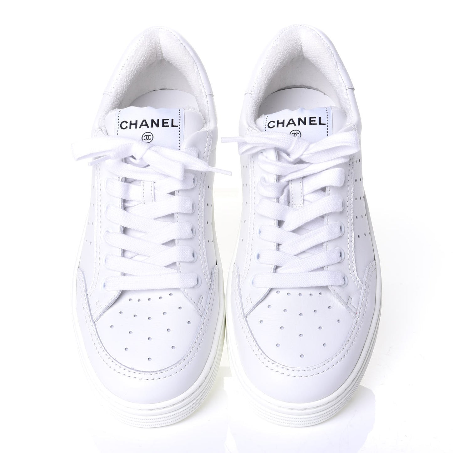 Calfskin Womens Logo Sneakers 38 White