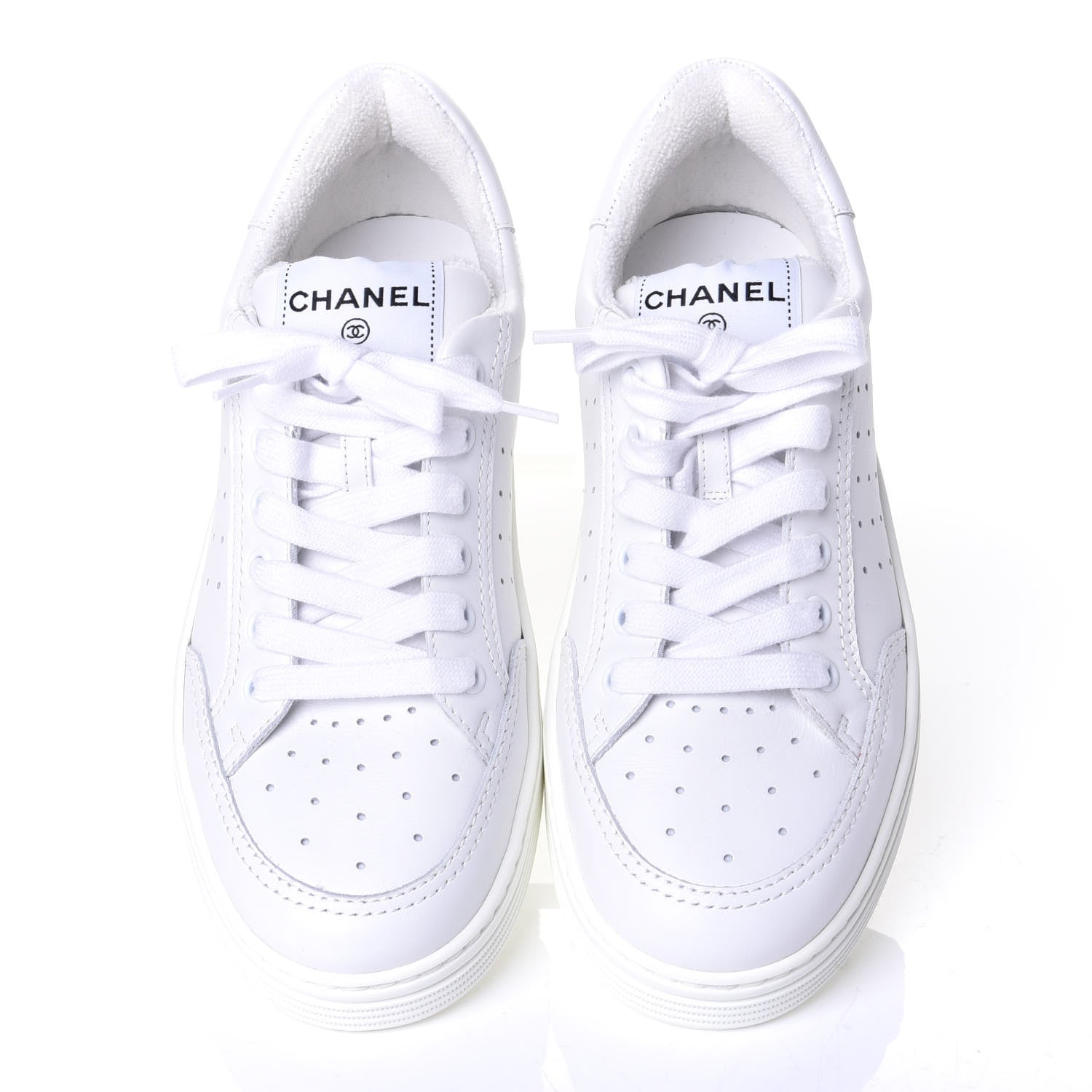 Chanel Calfskin Womens Logo Sneakers 38 White 5 of 11
