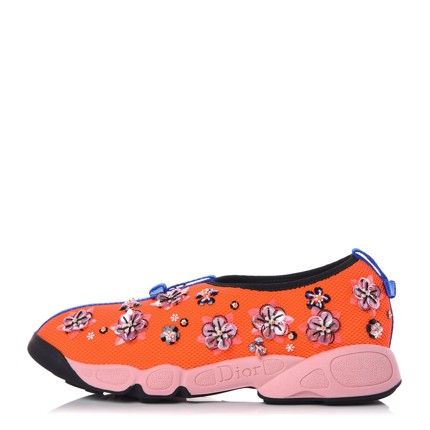 Technical Canvas Embellished Dior Fusion Sneakers 39 Orange Fluo