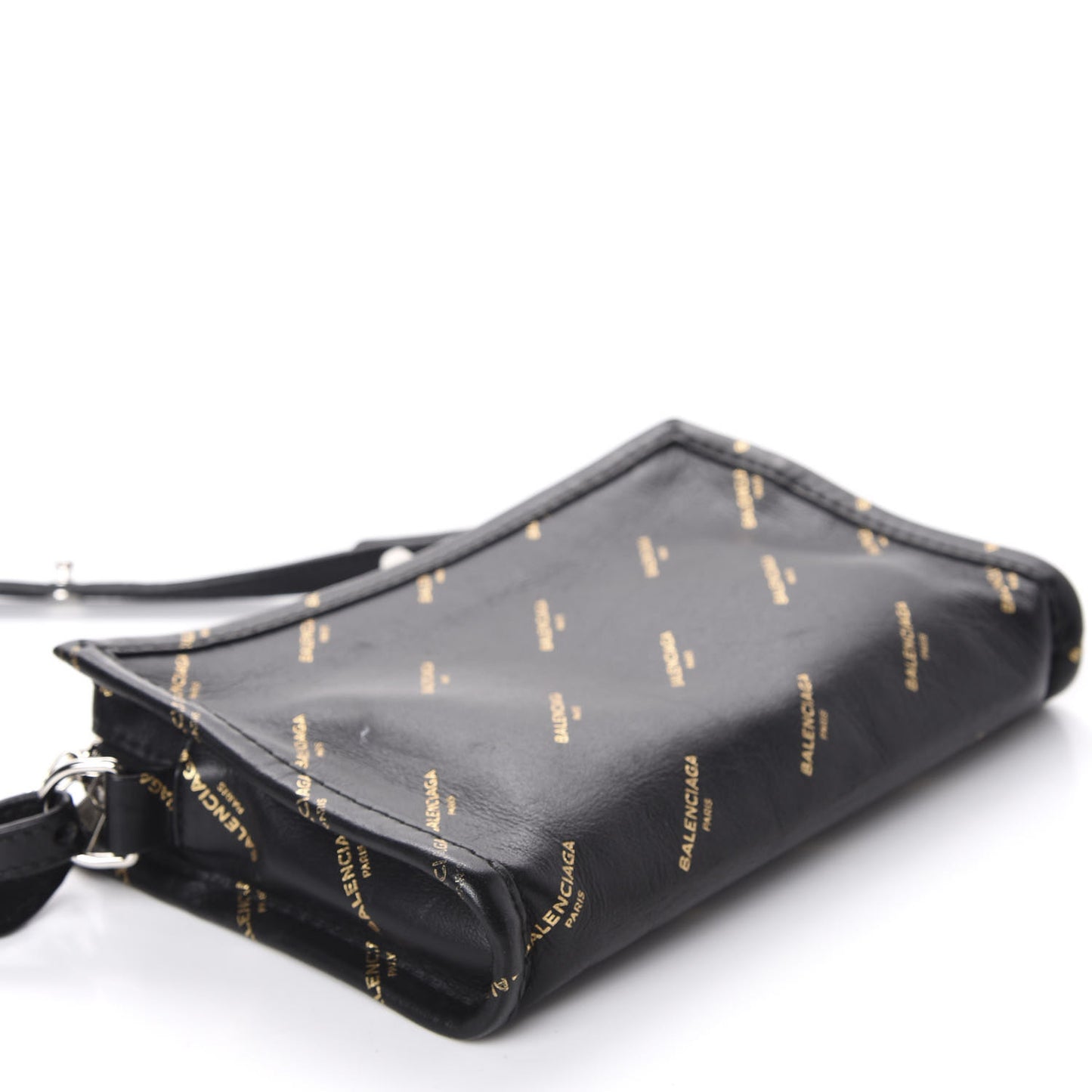Calfskin Allover Logo Bazar Pochette Crossbody Black Gold