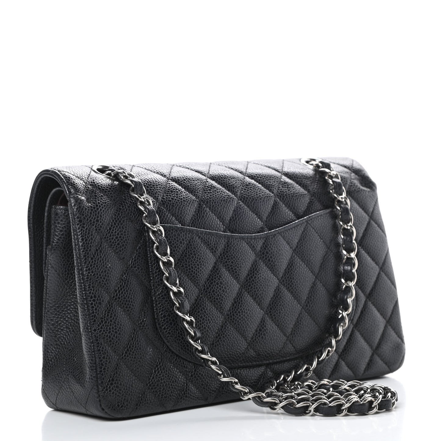 Caviar Quilted Medium Double Flap Black