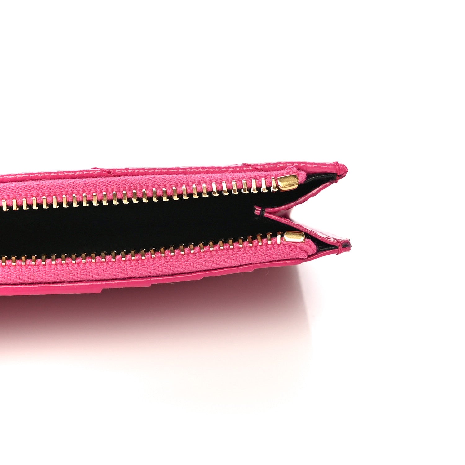 Saint Laurent Grain De Poudre Matelasse Chevron Monogram Fragments Zippered Card Case Fresh Fuxia 5 of 10