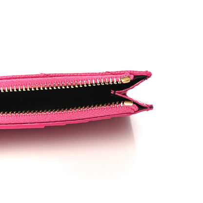 Saint Laurent Grain De Poudre Matelasse Chevron Monogram Fragments Zippered Card Case Fresh Fuxia 5 of 10