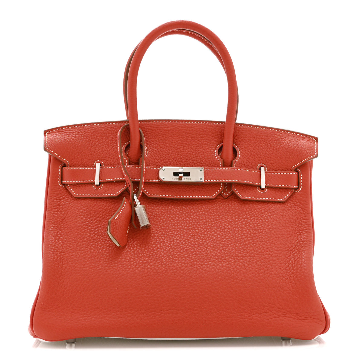 Hermes Taurillon Clemence Eclat Birkin 30 Sanguine White 1 of 10