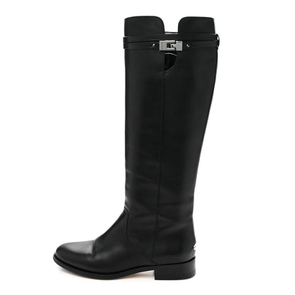 Jimmy Choo Calfskin Hyson Riding Boots 37.5 Black 1 of 9